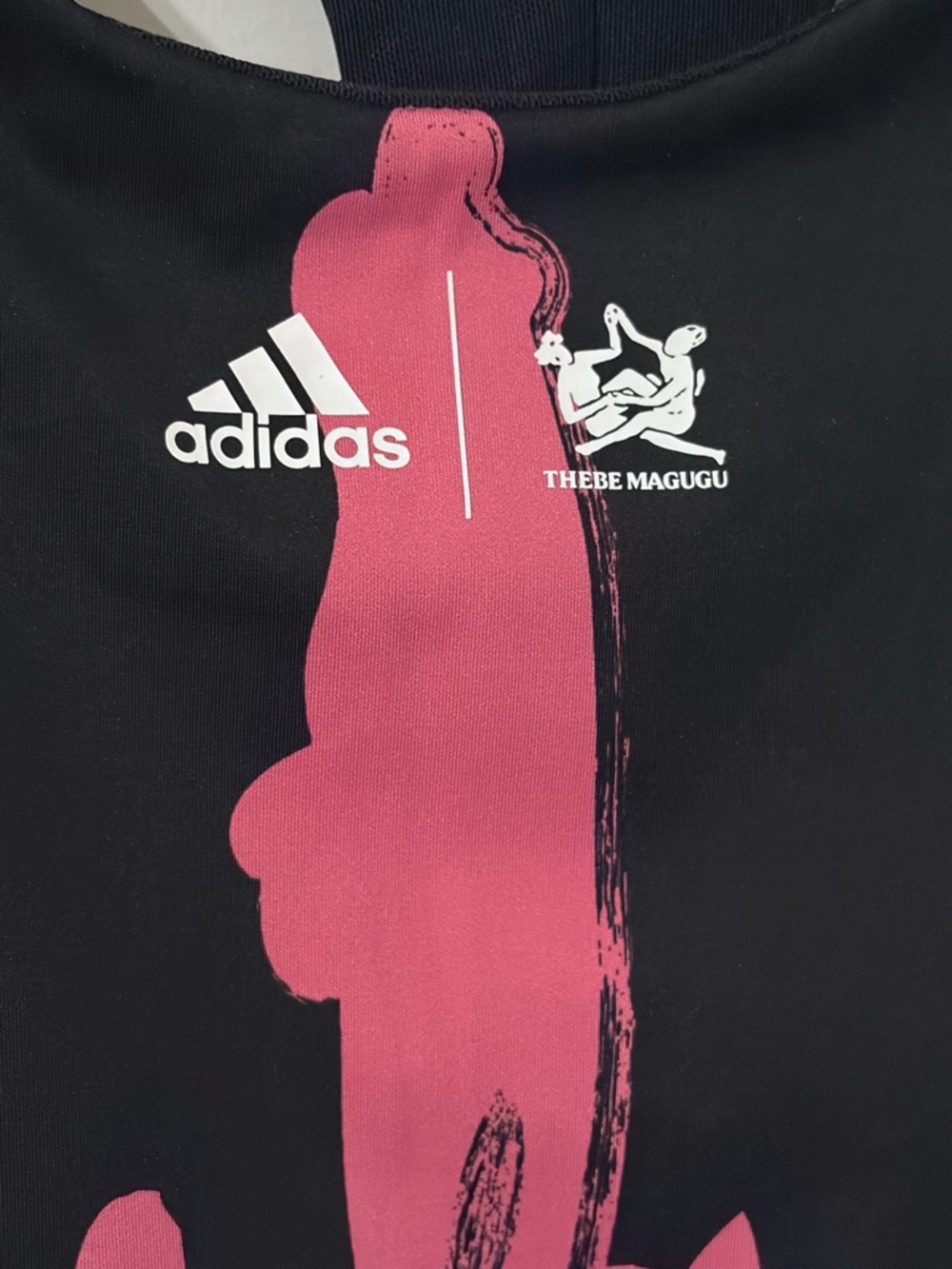 Adidas x Thebe Magugu Racerback Tank Top Pink Black Graphic Athletic S - Picture 2 of 4